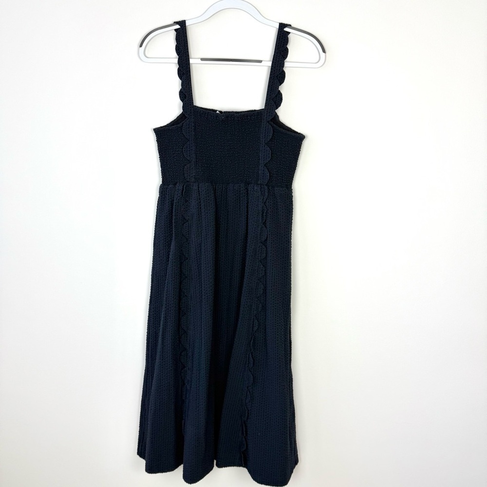 Vineyard Vines Seersucker Scalloped Midi Sun Dress Navy Blue - Picture 3 of 6